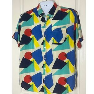 80s style Super Massive Memphis style Geometric Button Front Shirt